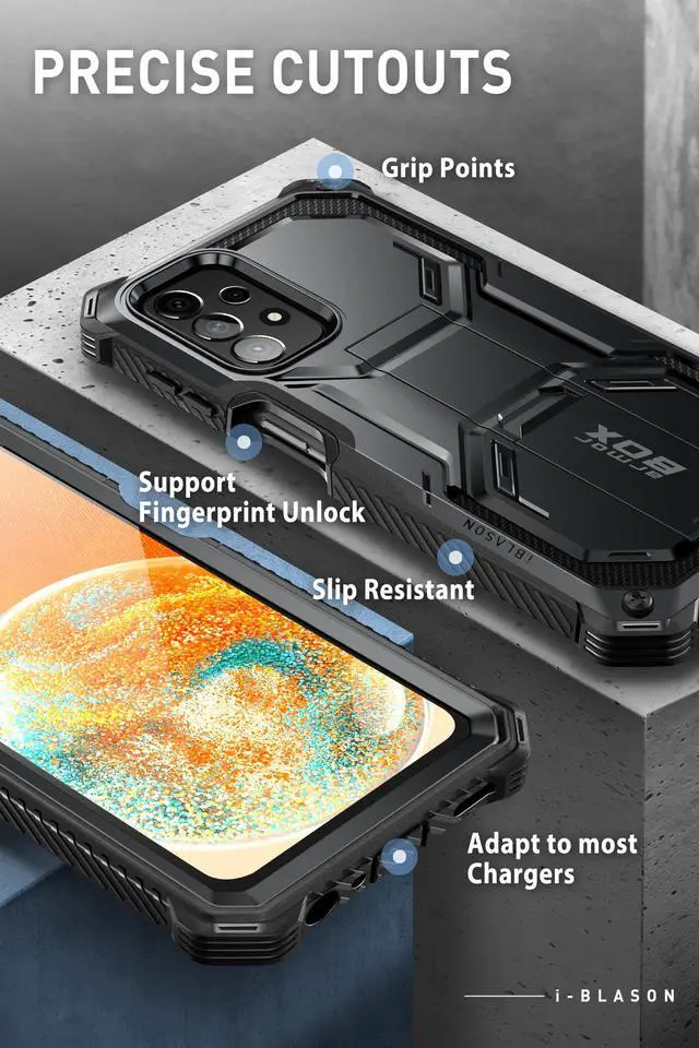 Alt view image 3 of 7 - i-Blason Armorbox Designed for Samsung Galaxy A23 5G Case/A23 4G Case (2022 Release) with Kickstand & Belt Clip Holster, Full Body Protective Bumper Case with Built-in Screen Protector (Black)