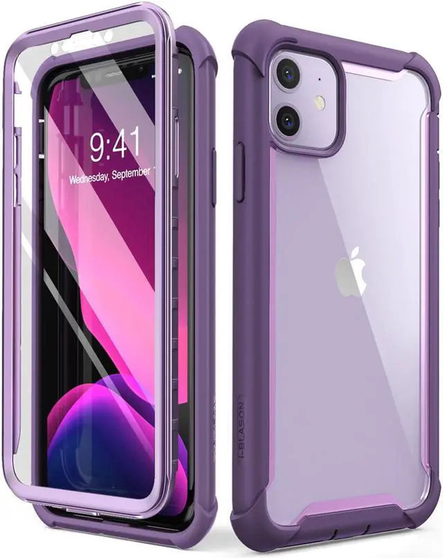Main image of i-Blason Ares Case for iPhone 11 6.1 inch (2019 Release), Dual Layer Rugged Clear Bumper Case With Built-in Screen Protector (Purple)