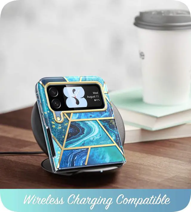 Alt view image 5 of 7 - i-Blason Cosmo Series Case for Samsung Galaxy Z Flip 3 5G (2021), Slim Stylish Protective Bumper Case Without Built-in Screen Protector Blue