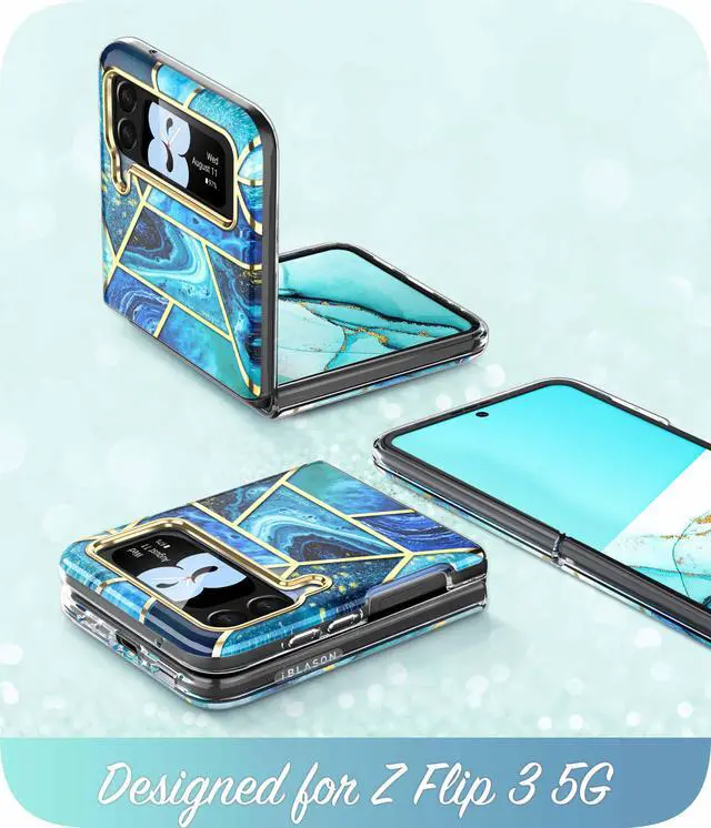 Alt view image 4 of 7 - i-Blason Cosmo Series Case for Samsung Galaxy Z Flip 3 5G (2021), Slim Stylish Protective Bumper Case Without Built-in Screen Protector Blue