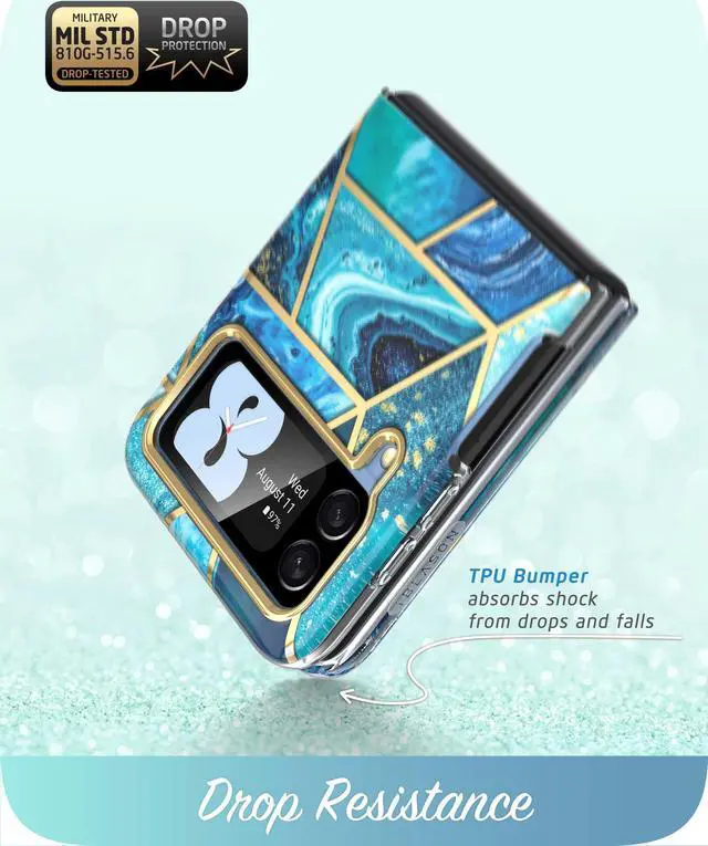 Alt view image 6 of 7 - i-Blason Cosmo Series Case for Samsung Galaxy Z Flip 3 5G (2021), Slim Stylish Protective Bumper Case Without Built-in Screen Protector Blue