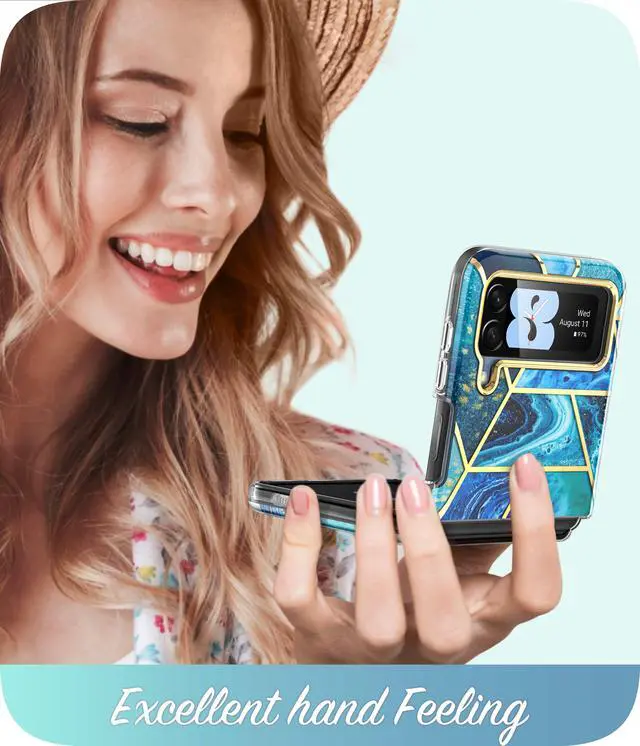 Alt view image 3 of 7 - i-Blason Cosmo Series Case for Samsung Galaxy Z Flip 3 5G (2021), Slim Stylish Protective Bumper Case Without Built-in Screen Protector Blue