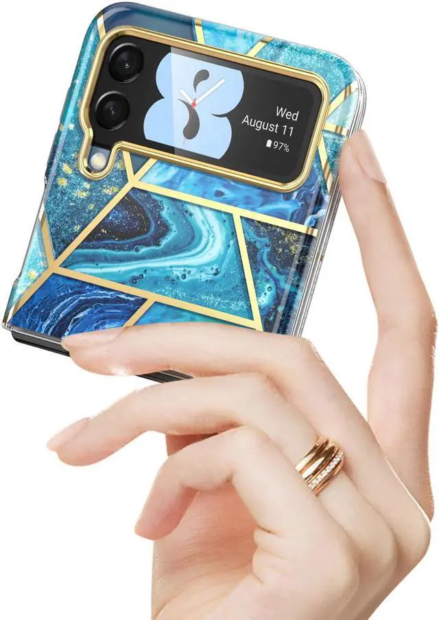 Alt view image 2 of 7 - i-Blason Cosmo Series Case for Samsung Galaxy Z Flip 3 5G (2021), Slim Stylish Protective Bumper Case Without Built-in Screen Protector Blue