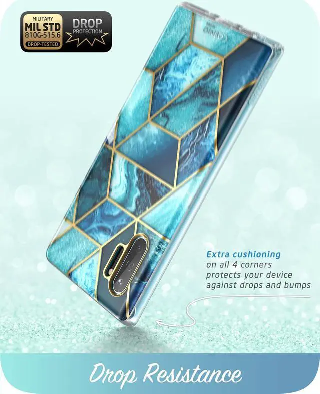 Alt view image 4 of 6 - i-Blason Cosmo Series Case Designed for Galaxy Note 10 (2019 Release), Protective Bumper Marble Design Without Built-in Screen Protector Blue
