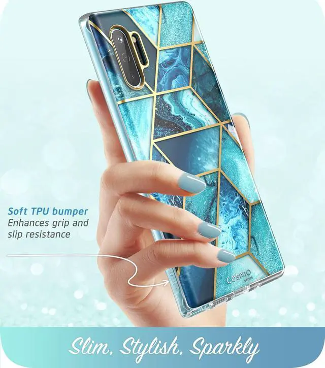 Alt view image 3 of 6 - i-Blason Cosmo Series Case Designed for Galaxy Note 10 (2019 Release), Protective Bumper Marble Design Without Built-in Screen Protector Blue