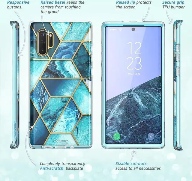 Alt view image 6 of 6 - i-Blason Cosmo Series Case Designed for Galaxy Note 10 (2019 Release), Protective Bumper Marble Design Without Built-in Screen Protector Blue