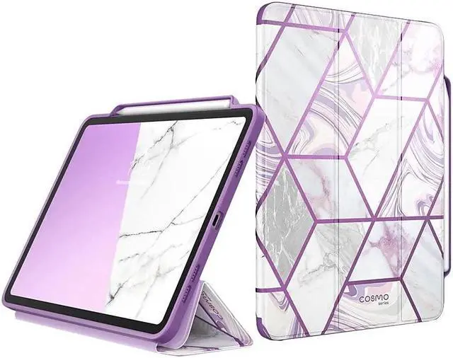 Alt view image 2 of 8 - I-BLASON For iPad Pro 11 Case (2020) Cosmo Full-Body Trifold Stand Marble Case Flip Cover with Auto Sleep/Wake & Pencil Holder