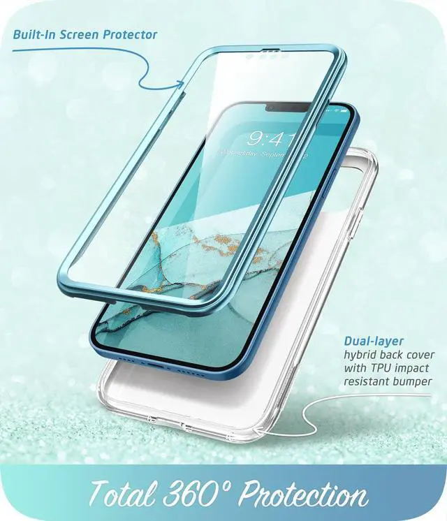 Alt view image 2 of 7 - i-Blason Cosmo Series Case for iPhone 13 Mini 5.4 inch (2021 Release), Slim Full-Body Stylish Protective Case with Built-in Screen Protector (Ocean)