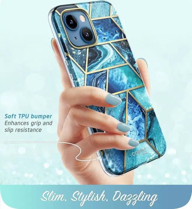 Alt view image 3 of 7 - i-Blason Cosmo Series Case for iPhone 13 Mini 5.4 inch (2021 Release), Slim Full-Body Stylish Protective Case with Built-in Screen Protector (Ocean)