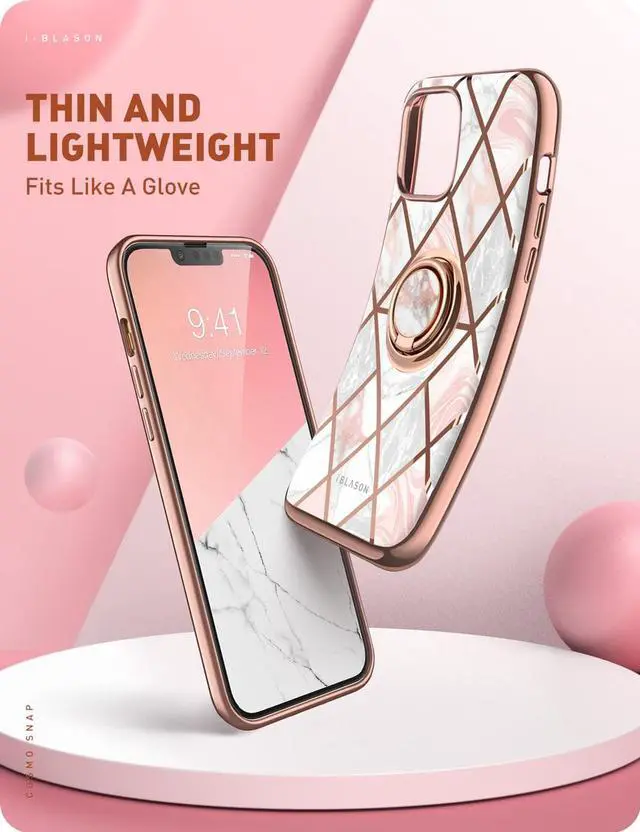 Alt view image 3 of 7 - i-Blason Cosmo Snap Case Designed for iPhone 13 Pro Max (6.7 Inch), Slim with Built-in 360° Rotatable Ring Holder Kickstand Supports Car Mount (Marble)