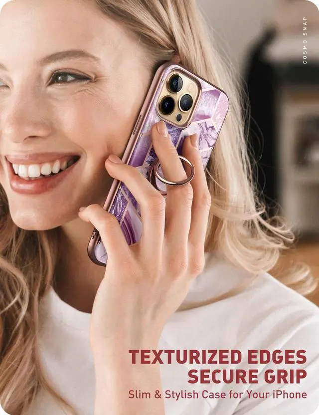 Alt view image 3 of 7 - i-Blason Cosmo Snap Case Designed for iPhone 13 Pro Max (6.7 Inch), Slim with Built-in 360° Rotatable Ring Holder Kickstand Supports Car Mount Purple