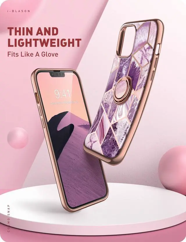 Alt view image 4 of 7 - i-Blason Cosmo Snap Case Designed for iPhone 13 Pro Max (6.7 Inch), Slim with Built-in 360° Rotatable Ring Holder Kickstand Supports Car Mount Purple