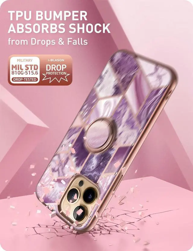 Alt view image 6 of 7 - i-Blason Cosmo Snap Case Designed for iPhone 13 Pro Max (6.7 Inch), Slim with Built-in 360° Rotatable Ring Holder Kickstand Supports Car Mount Purple