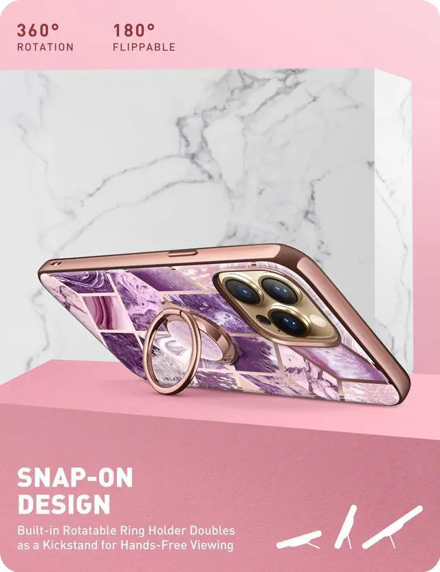 Alt view image 5 of 7 - i-Blason Cosmo Snap Case Designed for iPhone 13 Pro Max (6.7 Inch), Slim with Built-in 360° Rotatable Ring Holder Kickstand Supports Car Mount Purple