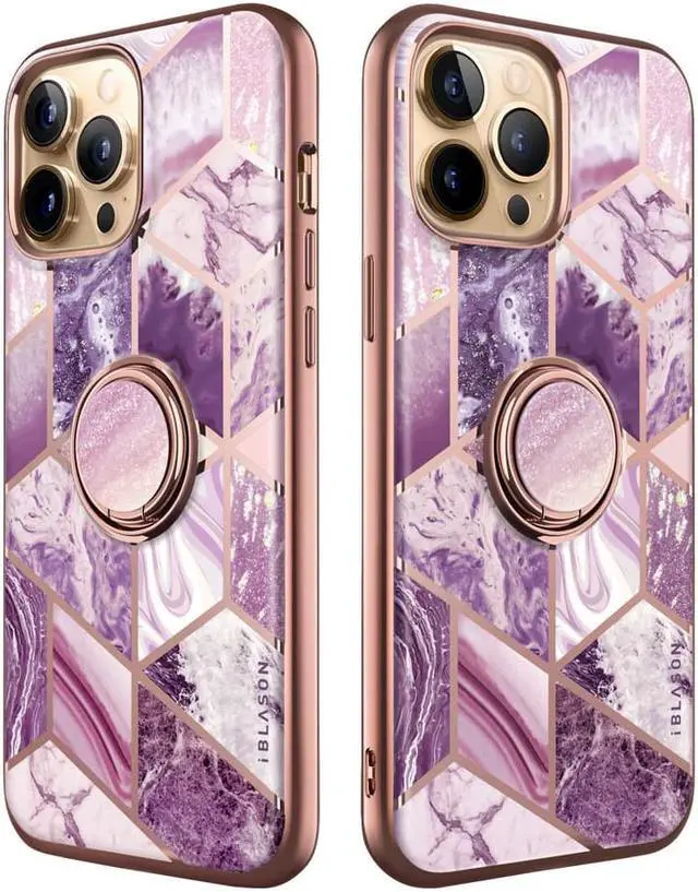 Alt view image 8 of 7 - i-Blason Cosmo Snap Case Designed for iPhone 13 Pro Max (6.7 Inch), Slim with Built-in 360° Rotatable Ring Holder Kickstand Supports Car Mount Purple