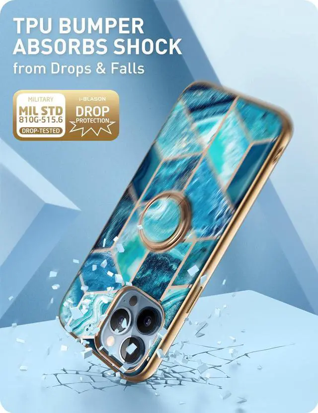 Alt view image 5 of 7 - i-Blason Cosmo Snap Case Designed for iPhone 13 Pro Max (6.7 Inch), Slim with Built-in 360° Rotatable Ring Holder Kickstand Supports Car Mount  Blue