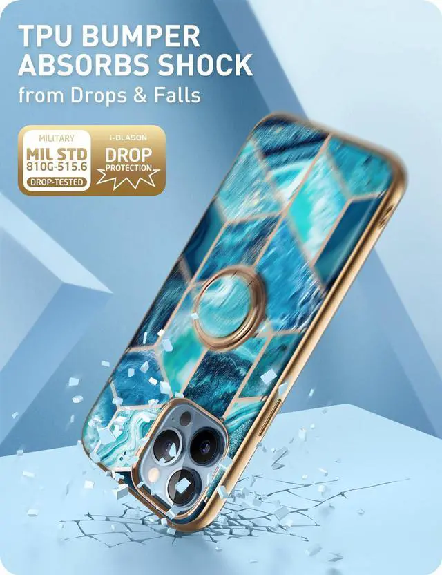 Alt view image 6 of 7 - i-Blason Cosmo Snap Case Designed for iPhone 13 Pro (6.1 Inch), Slim with Built-in 360° Rotatable Ring Holder Kickstand Supports Car Mount Blue