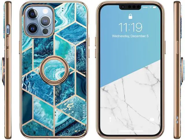 Alt view image 8 of 7 - i-Blason Cosmo Snap Case Designed for iPhone 13 Pro (6.1 Inch), Slim with Built-in 360° Rotatable Ring Holder Kickstand Supports Car Mount Blue