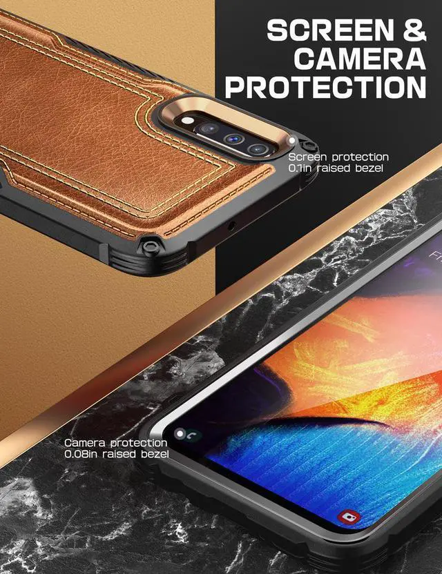 Alt view image 4 of 6 - Galaxy A50 Unicorn Beetle Royal Leather Case-Brown