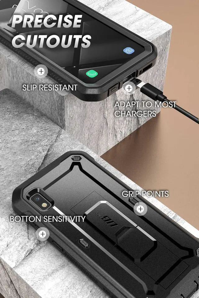 Alt view image 8 of 9 - SupCase Unicorn Beetle Pro Series Designed for Samsung Galaxy A10e Case(2019 Release), Full-Body Rugged Holster & Kickstand Case with Built-in Screen Protector (Black)