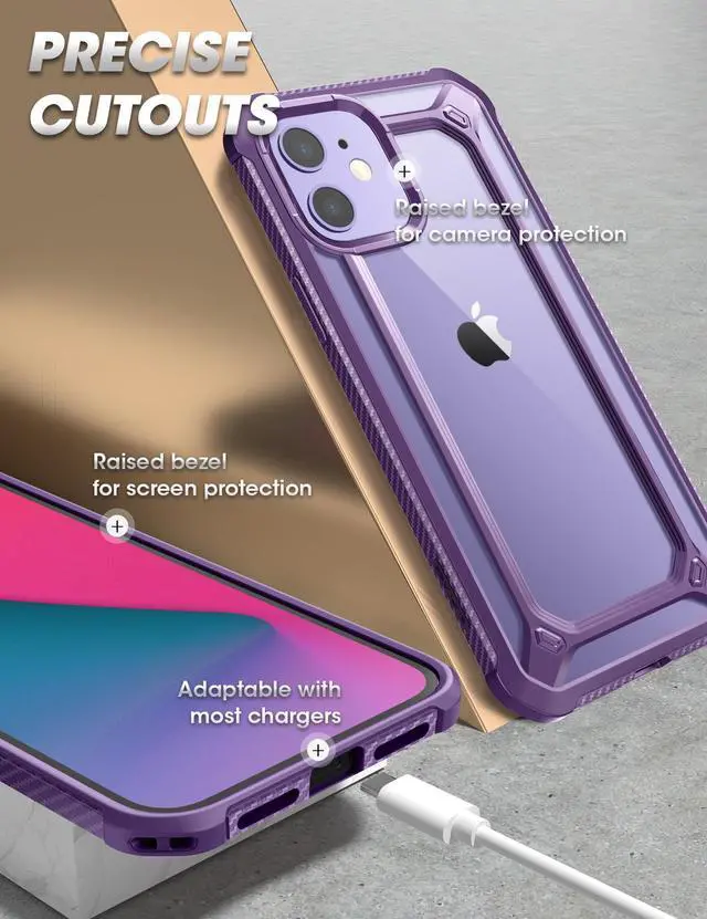 Alt view image 7 of 7 - SupCase Unicorn Beetle EXO Pro Series Case for iPhone 12 / iPhone 12 Pro (2020 Release) 6.1 Inch, with Built-in Screen Protector Premium Hybrid Protective Clear Bumper Case (Purple)