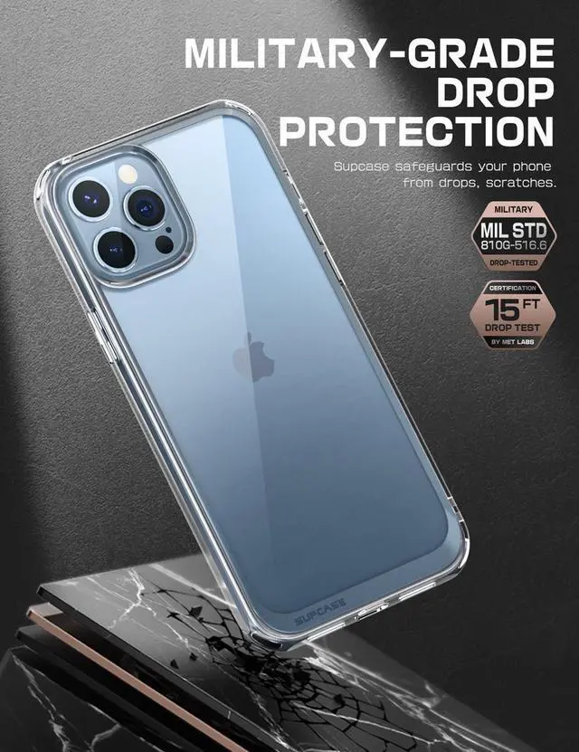 Alt view image 3 of 7 - SUPCASE Unicorn Beetle Style Case Designed for iPhone 13 Pro (2021 Release) 6.1 Inch, Premium Hybrid Protective Clear Case (Azure)