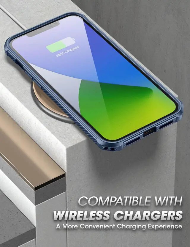 Alt view image 6 of 7 - SupCase Unicorn Beetle EXO Series Case for iPhone 12 / iPhone 12 Pro (2020 Release) 6.1 Inch, Premium Hybrid Protective Clear Bumper Case Blue