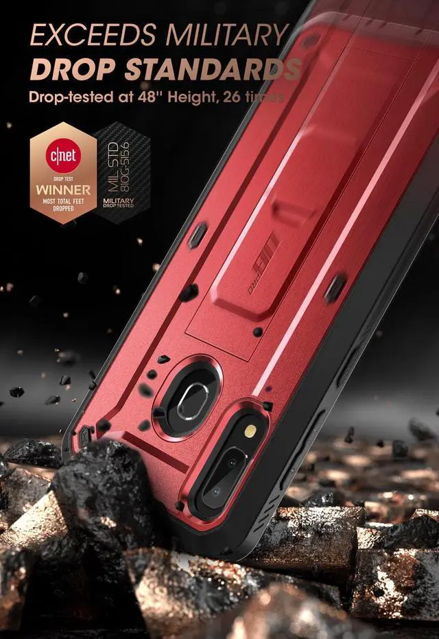 Alt view image 2 of 7 - SUPCASE Unicorn Beetle Pro Series Case Designed for Samsung Galaxy A20 /A30, Full-Body Rugged Holster & Kickstand Case with Built-in Screen Protector Red