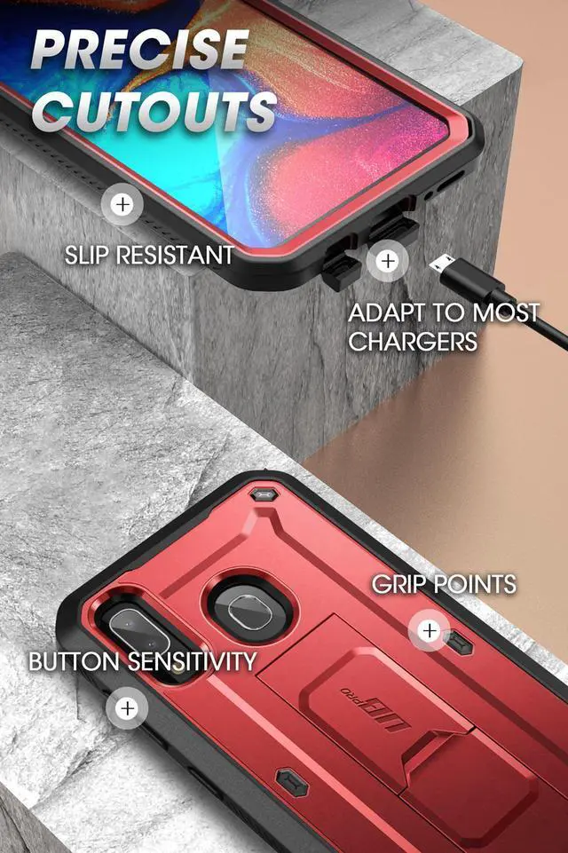 Alt view image 6 of 7 - SUPCASE Unicorn Beetle Pro Series Case Designed for Samsung Galaxy A20 /A30, Full-Body Rugged Holster & Kickstand Case with Built-in Screen Protector Red