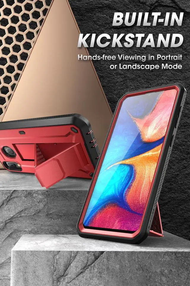 Alt view image 3 of 7 - SUPCASE Unicorn Beetle Pro Series Case Designed for Samsung Galaxy A20 /A30, Full-Body Rugged Holster & Kickstand Case with Built-in Screen Protector Red