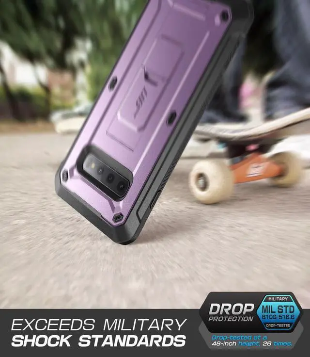 Alt view image 5 of 8 - Galaxy S10 Plus Unicorn Beetle Pro Full Body Rugged Holster Case (Purple)