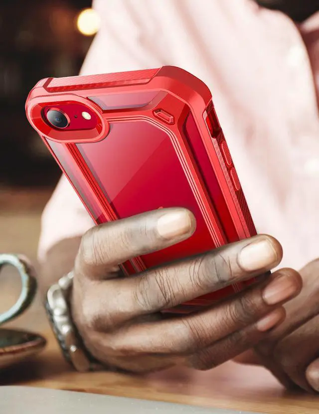 Alt view image 7 of 7 - SUPCASE [Unicorn Beetle EXO Series] Case for iPhone SE 3rd Gen (2022) / iPhone SE 2nd generation (2020) , Premium Hybrid Protective Clear Bumper Case for iPhone SE /7/8 Red