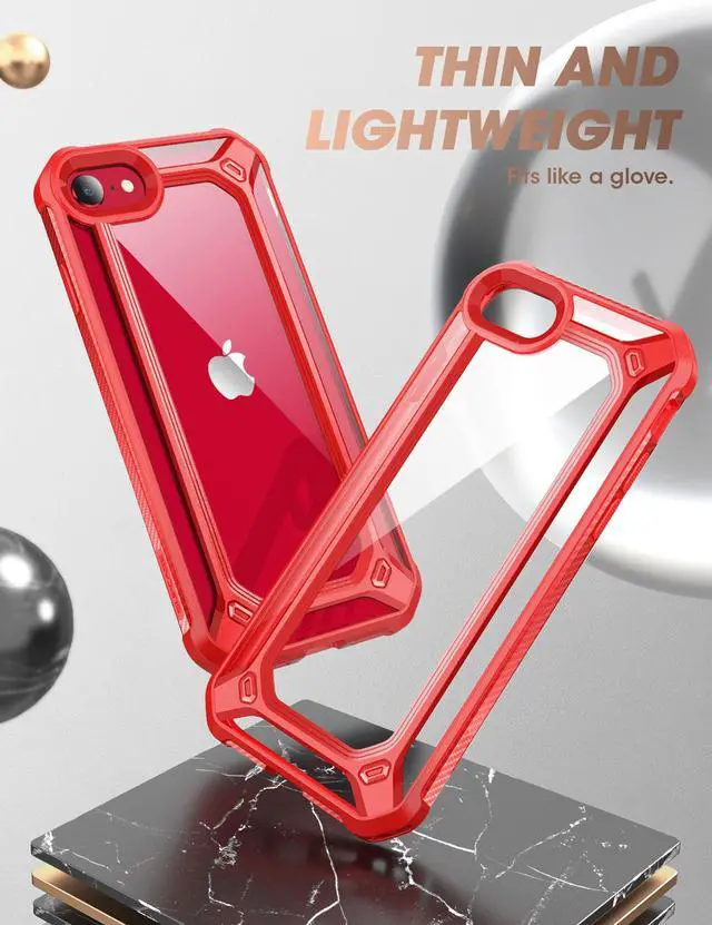 Alt view image 3 of 7 - SUPCASE [Unicorn Beetle EXO Series] Case for iPhone SE 3rd Gen (2022) / iPhone SE 2nd generation (2020) , Premium Hybrid Protective Clear Bumper Case for iPhone SE /7/8 Red