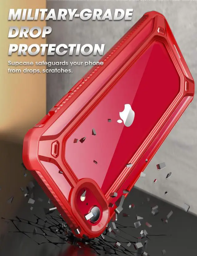 Alt view image 2 of 7 - SUPCASE [Unicorn Beetle EXO Series] Case for iPhone SE 3rd Gen (2022) / iPhone SE 2nd generation (2020) , Premium Hybrid Protective Clear Bumper Case for iPhone SE /7/8 Red