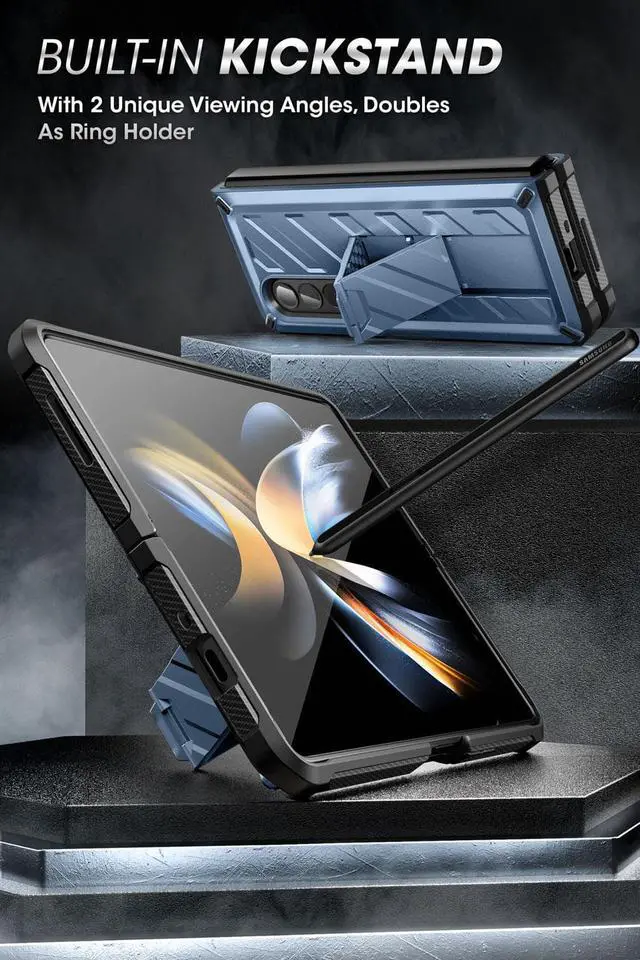 Alt view image 3 of 7 - SUPCASE Unicorn Beetle Case for Galaxy Z Fold 4 5G (2022), [Rugged Belt Clip] Shockproof Protective Case with Built-in Screen Protector & Kickstand (Titl)
