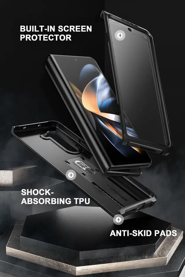 Alt view image 4 of 7 - SUPCASE Unicorn Beetle Case for Galaxy Z Fold 5 5G (2023), [Belt Clip with Pen Holder] Shockproof Protective Rugged Case with Built-in Screen Protector & Kickstand (Black)