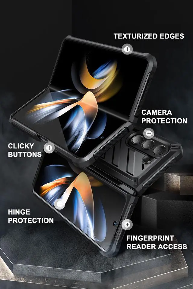 Alt view image 5 of 7 - SUPCASE Unicorn Beetle Case for Galaxy Z Fold 5 5G (2023), [Belt Clip with Pen Holder] Shockproof Protective Rugged Case with Built-in Screen Protector & Kickstand (Black)