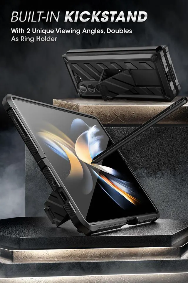 Alt view image 3 of 7 - SUPCASE Unicorn Beetle Case for Galaxy Z Fold 5 5G (2023), [Belt Clip with Pen Holder] Shockproof Protective Rugged Case with Built-in Screen Protector & Kickstand (Black)