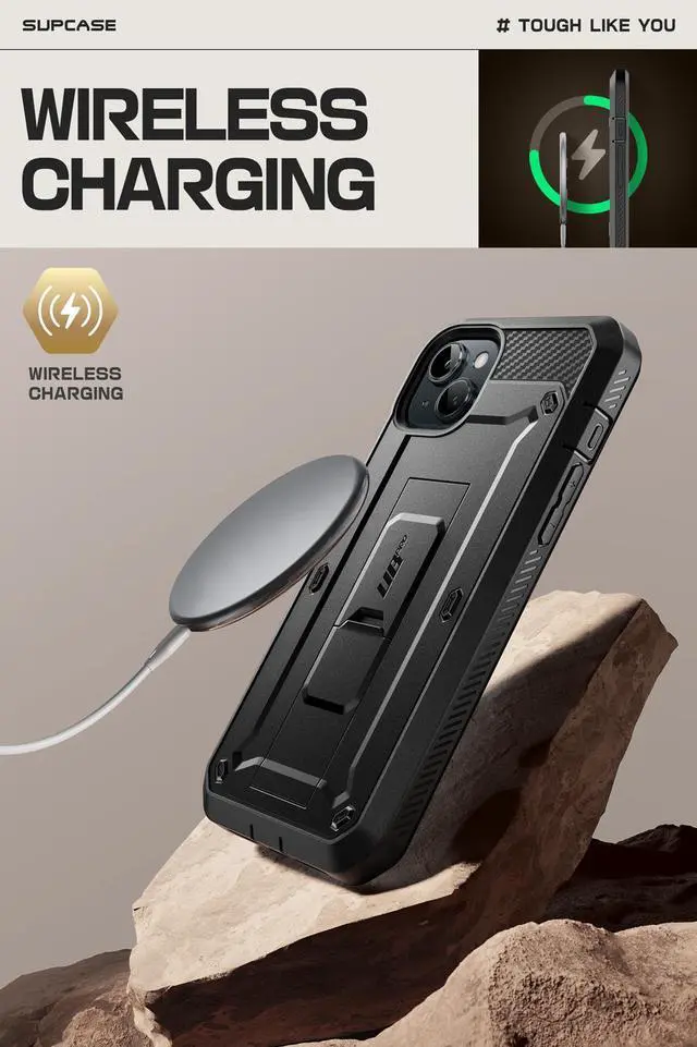 Alt view image 6 of 7 - SUPCASE Unicorn Beetle Pro Case for iPhone 15 Plus 6.7", Built-in Screen Protector & Kickstand & Belt-Clip Heavy Duty Rugged Case (Black)