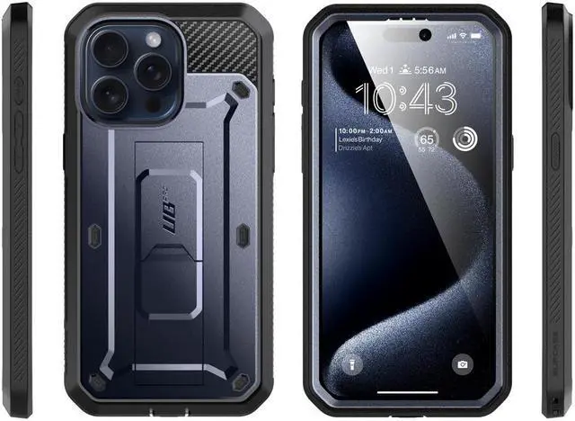 Alt view image 7 of 7 - SUPCASE Unicorn Beetle Pro Case for iPhone 15 Pro Max 6.7", Built-in Screen Protector & Kickstand & Belt-Clip Heavy Duty Rugged Case  Blue