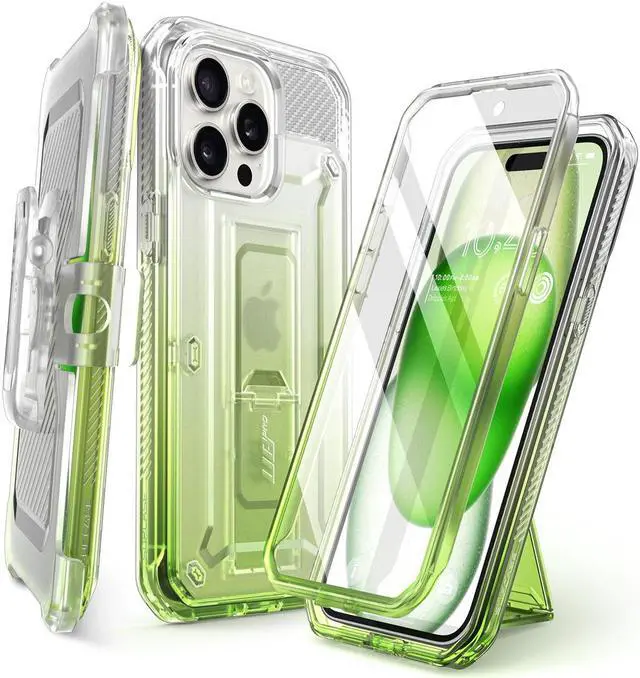 Main image of SUPCASE Unicorn Beetle Pro Case for iPhone 15 Pro Max 6.7", Built-in Screen Protector & Kickstand & Belt-Clip Heavy Duty Rugged Case  Green