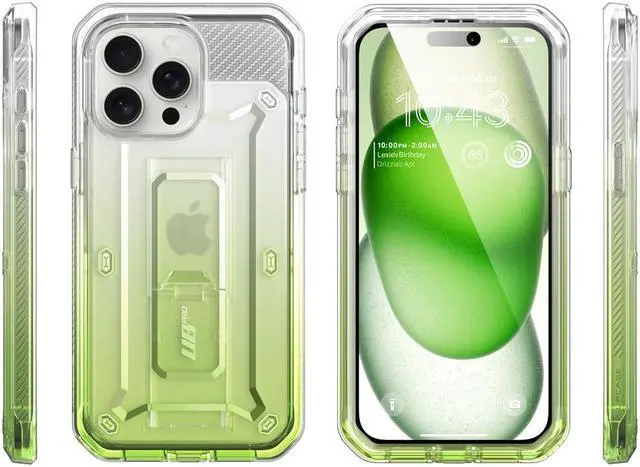 Alt view image 7 of 7 - SUPCASE Unicorn Beetle Pro Case for iPhone 15 Pro Max 6.7", Built-in Screen Protector & Kickstand & Belt-Clip Heavy Duty Rugged Case  Green