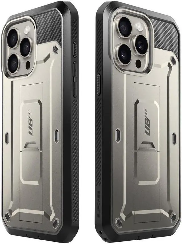 Alt view image 7 of 7 - SUPCASE Unicorn Beetle Pro Case for iPhone 15 Pro 6.1", Built-in Screen Protector & Kickstand & Belt-Clip Heavy Duty Rugged Case  Gray