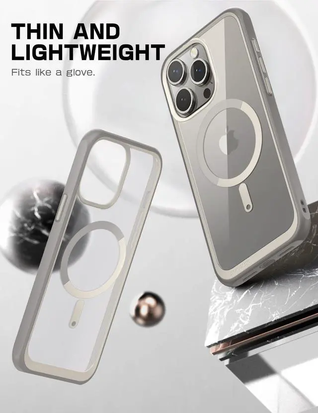 Alt view image 2 of 7 - SUPCASE Unicorn Beetle Mag Case for iPhone 15 Pro 6.1"(2023), Compatible with MagSafe Shockproof Protective Slim Clear Case  Gray