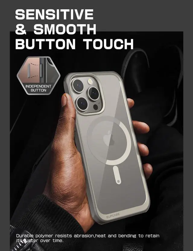 Alt view image 7 of 7 - SUPCASE Unicorn Beetle Mag Case for iPhone 15 Pro 6.1"(2023), Compatible with MagSafe Shockproof Protective Slim Clear Case  Gray