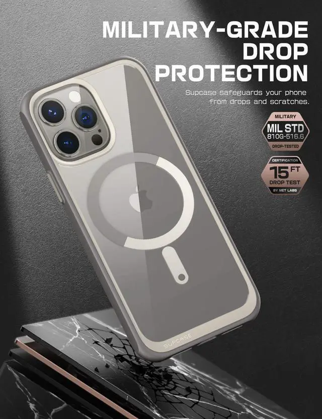 Alt view image 3 of 7 - SUPCASE Unicorn Beetle Mag Case for iPhone 15 Pro 6.1"(2023), Compatible with MagSafe Shockproof Protective Slim Clear Case  Gray
