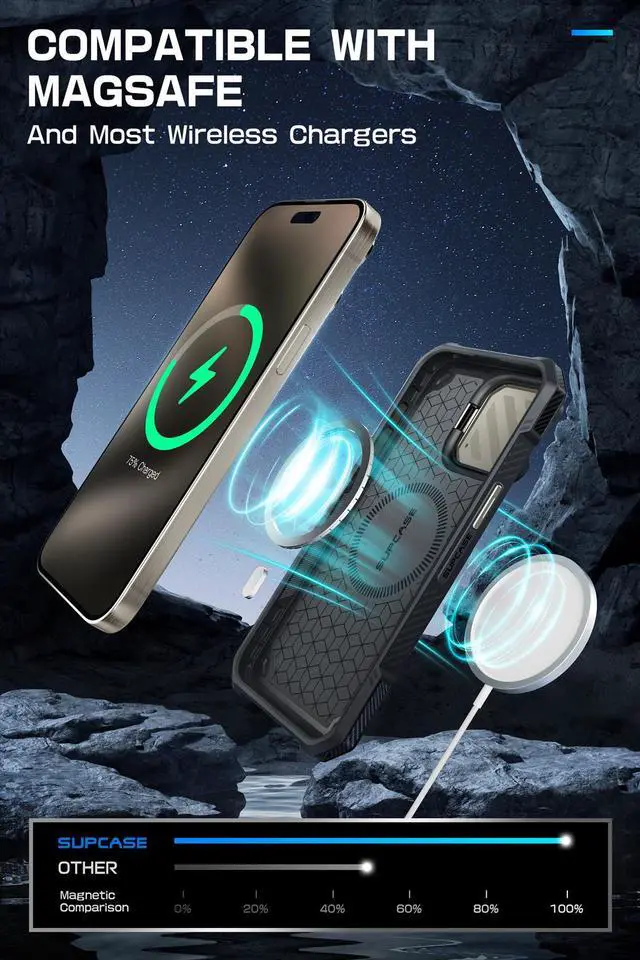 Alt view image 4 of 7 - SUPCASE UB Mag XT for iPhone 15 Pro Case 6.1" with Camera Cover, [Compatible with MagSafe] Heavy Duty Rugged Case with Built-in Kickstand Gray