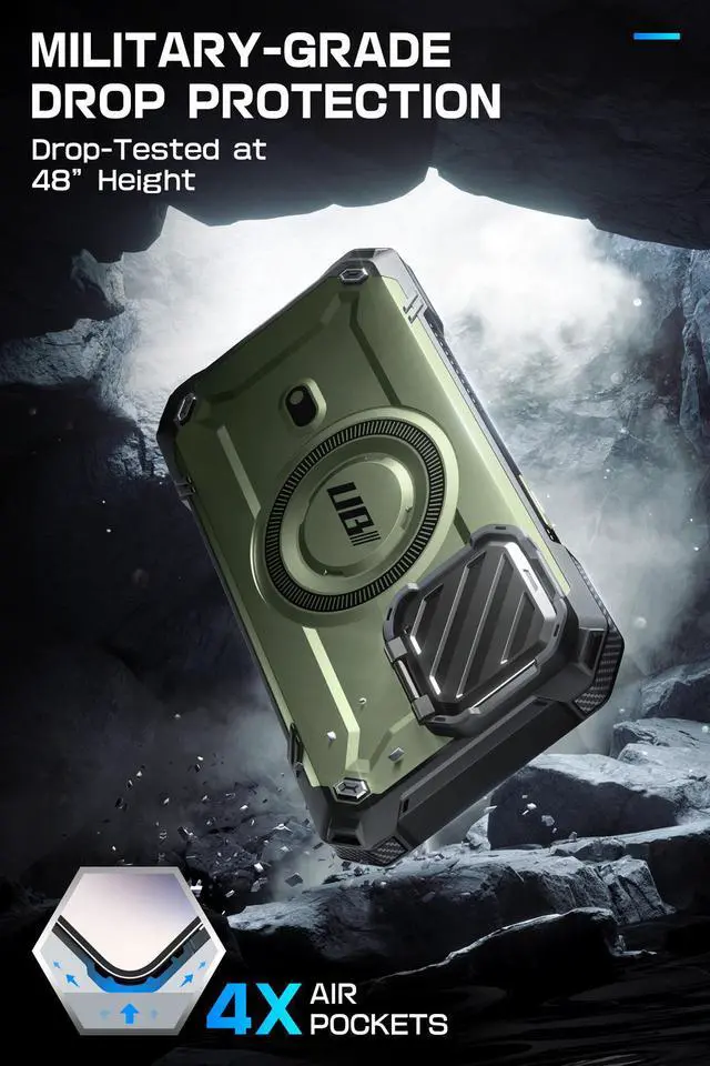 Alt view image 5 of 7 - SUPCASE UB Mag XT for iPhone 15 Pro Case 6.1" with Camera Cover, [Compatible with MagSafe] Heavy Duty Rugged Case with Built-in Kickstand  Green
