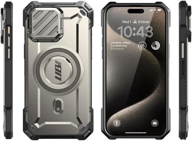 Alt view image 7 of 7 - SUPCASE UB Mag XT for iPhone 15 Pro Case 6.1" with Camera Cover, [Compatible with MagSafe] Heavy Duty Rugged Case with Built-in Kickstand Gray