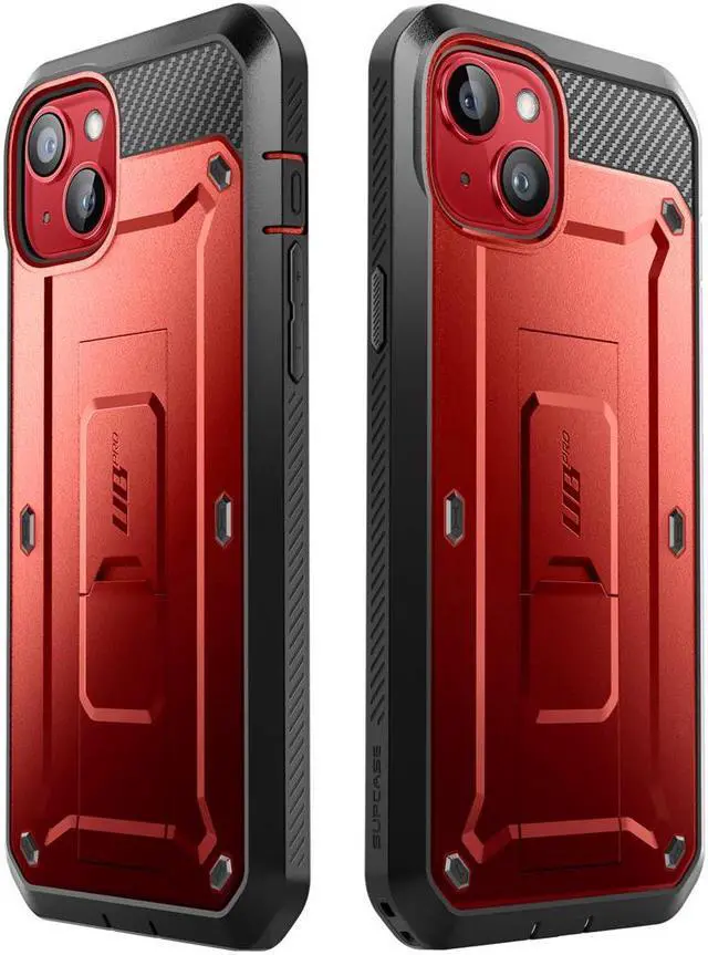 Alt view image 7 of 7 - SUPCASE Unicorn Beetle Pro Case for iPhone 15 6.1", Built-in Screen Protector & Kickstand & Belt-Clip Heavy Duty Rugged Case  Red